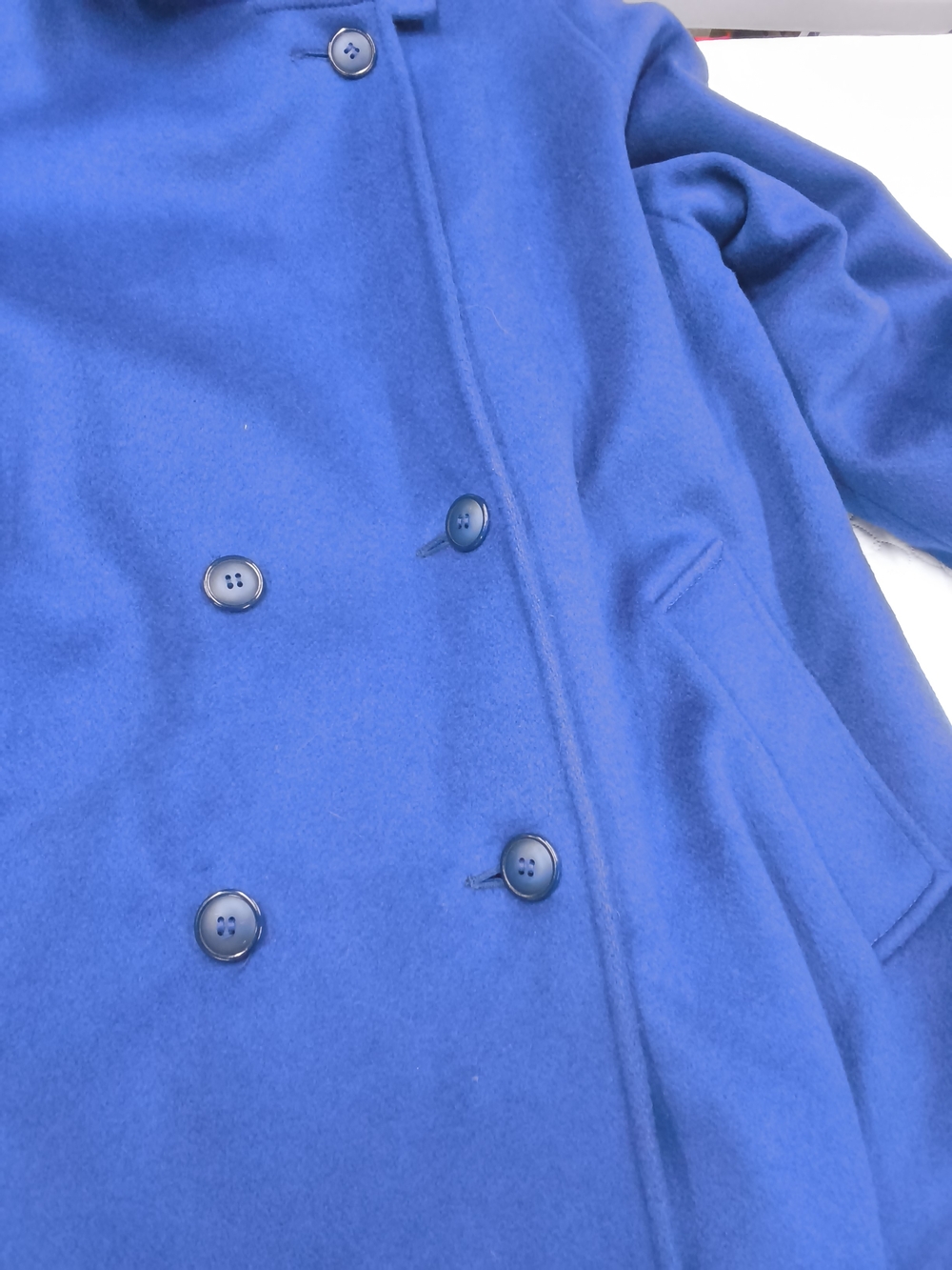 Vintage Mallia Sapphire Blue Longline Coat - Genuine Forstmann USA Wool - Picture 5 of 10